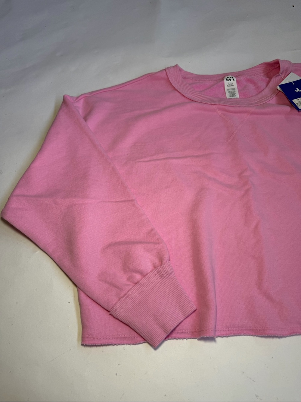 Joylab Cropped Pink Heart Sleeve Crewneck Sweatshirt - Picture 4 of 5